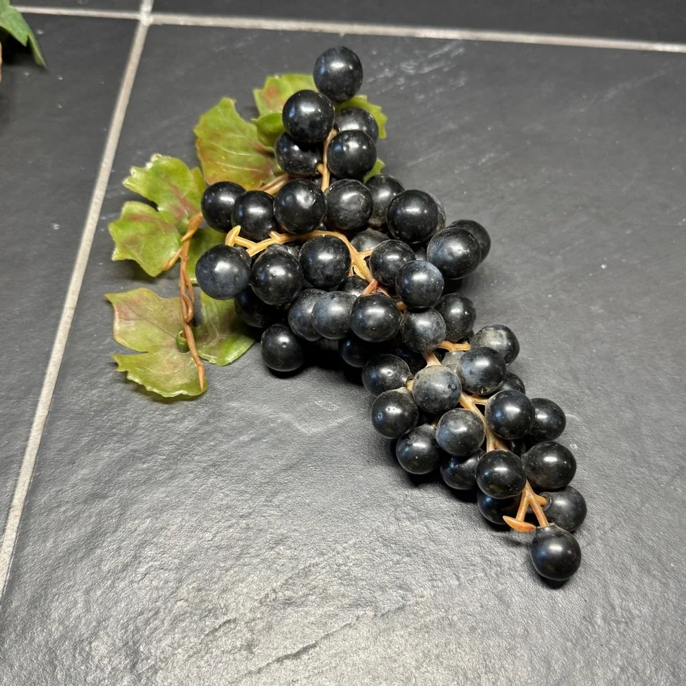Vintage‎ MCM Artificial Grapes Faux Fruit Clusters Purple Green Black 3pc Set
